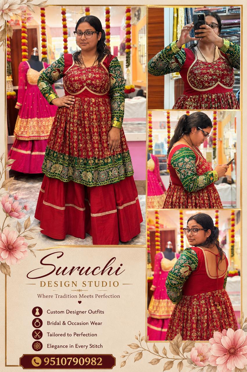 Suruchi purple custom outfit collage