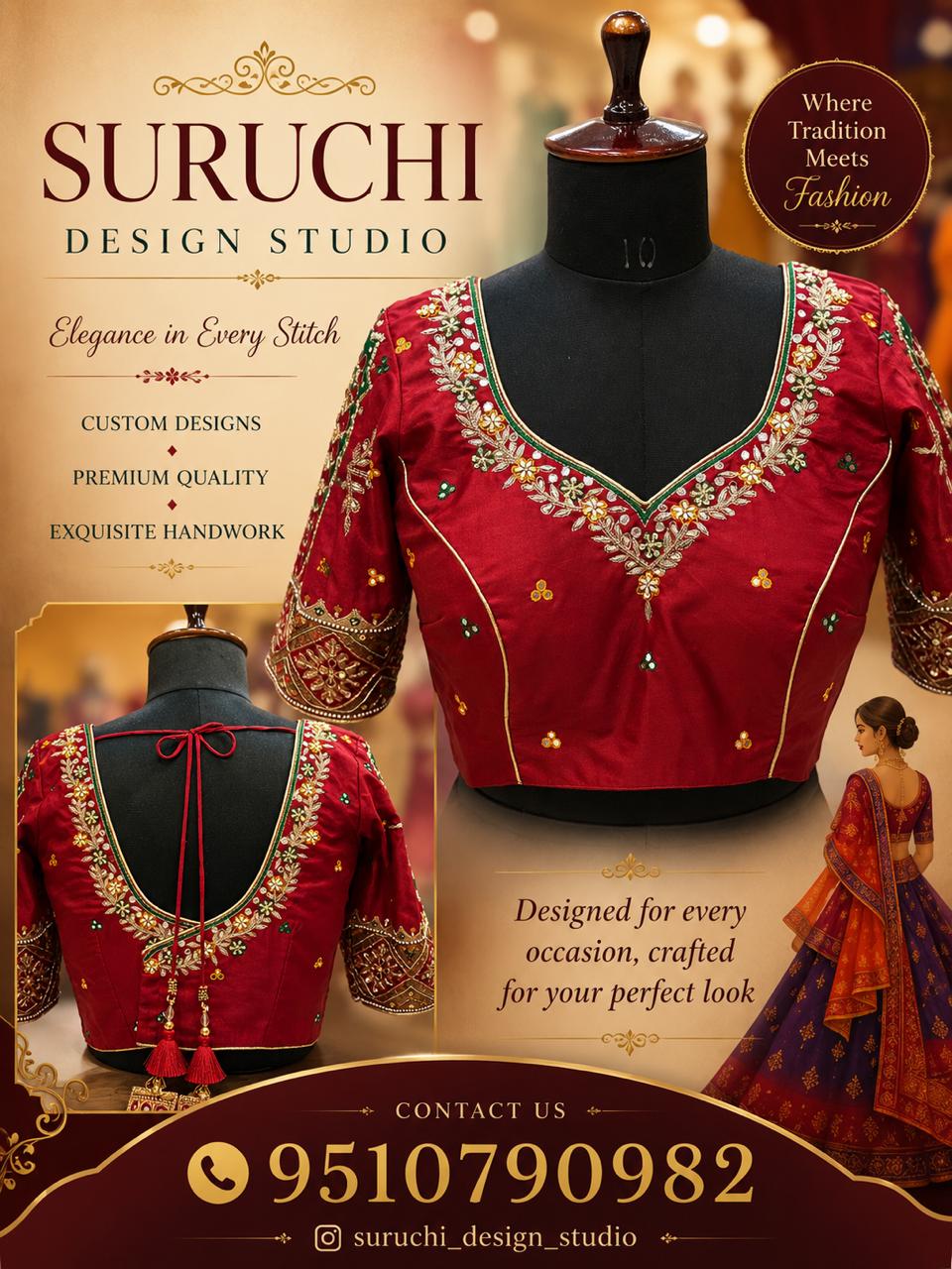 Suruchi red designer blouse poster